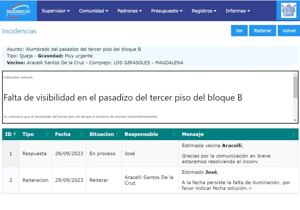 Seguimiento de Incidencias